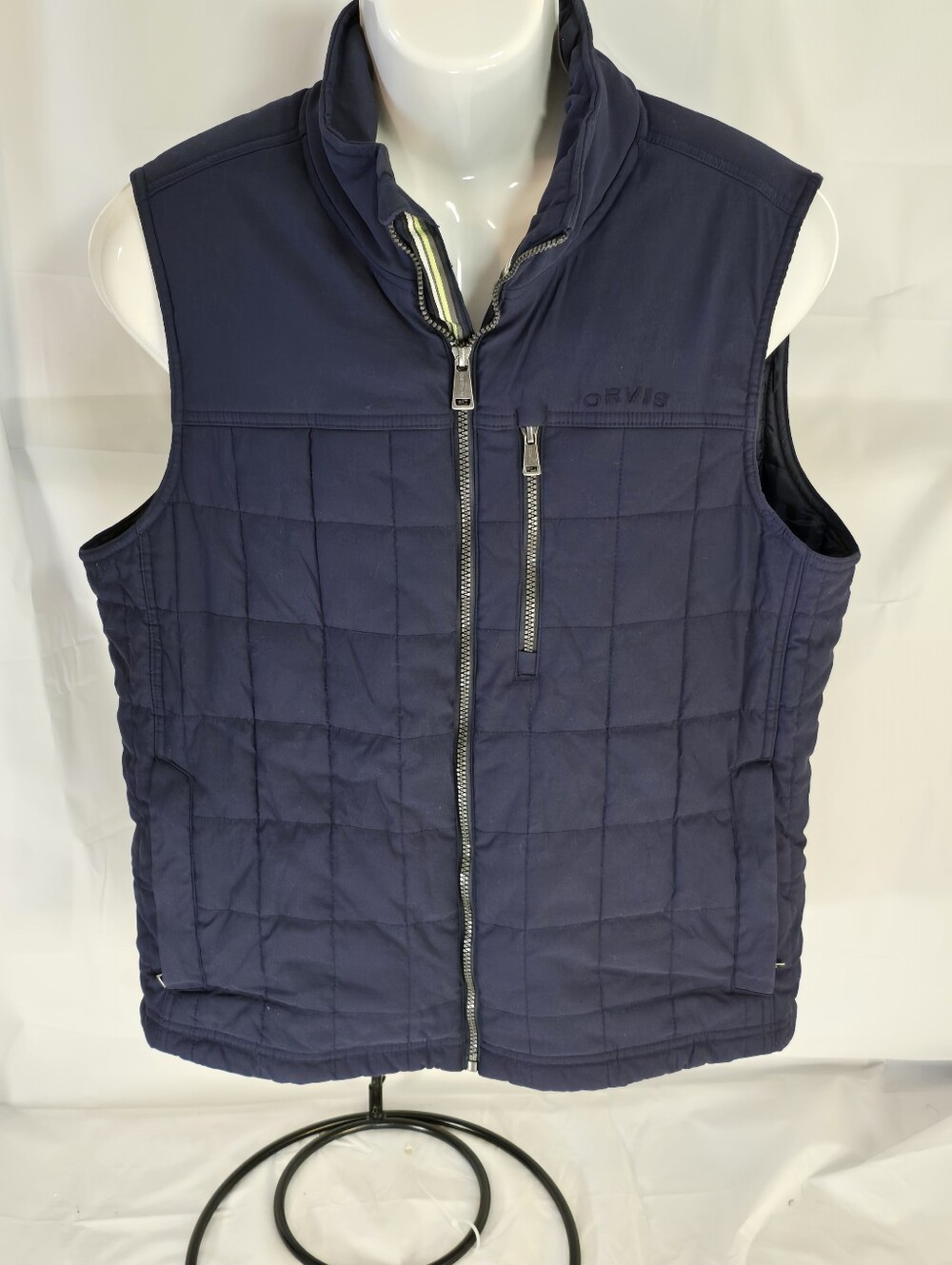Orvis Men's Navy Blue Quilted Vest | Size Large Insulated Full-Zip Puffer